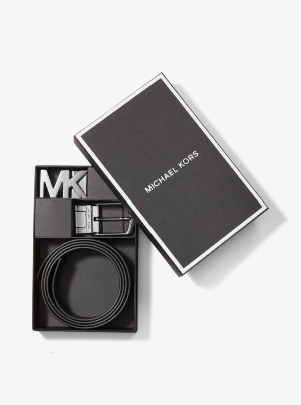 Panske Opasky Michael Kors 4-In-1 Logo Box Set Čierne Hnede - Doplnky Michael Kors Lacne | ITWFS-0382